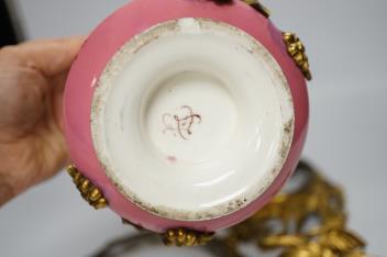A 19th century Sevres style ormolu mounted cache pot, 16cm high (a.f.)